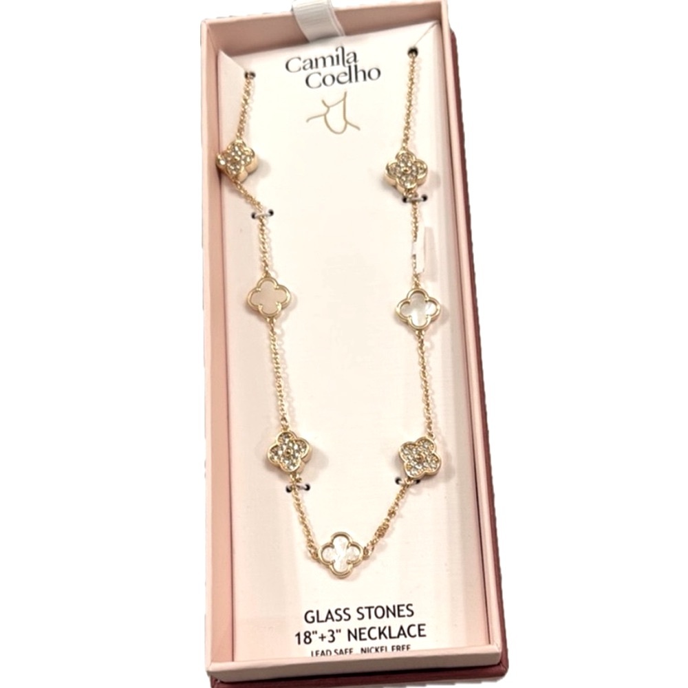 NWT ⚜️🤍⚜️ Camila Coelho Gorgeous Gold Clover Necklace - Picture 4 of 16